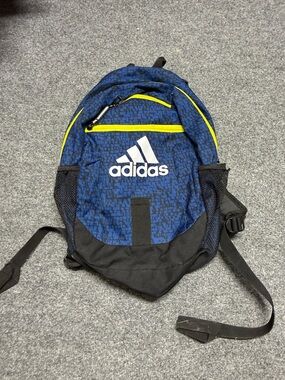 adidas Blue and Black Backpack with Yellow Zipper Highlights